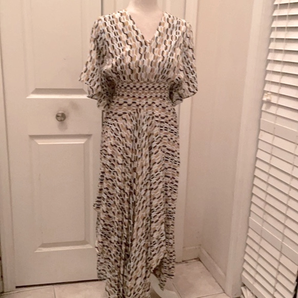 NWT MAJE BLUE SKY RETRO/BOHO FLARE MAXI DRESS IN SIZE 8 US OR 40 EURO - Picture 4 of 8